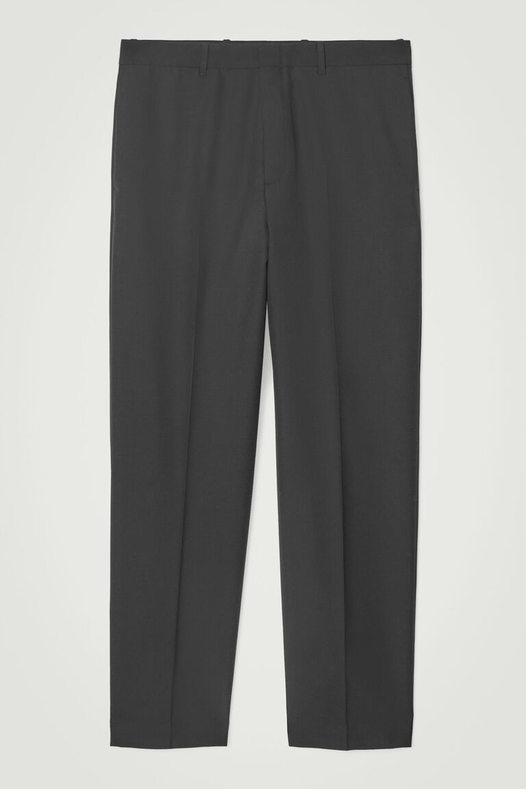 RELAXED WOOL-HOPSACK STRAIGHT-LEG TROUSERS