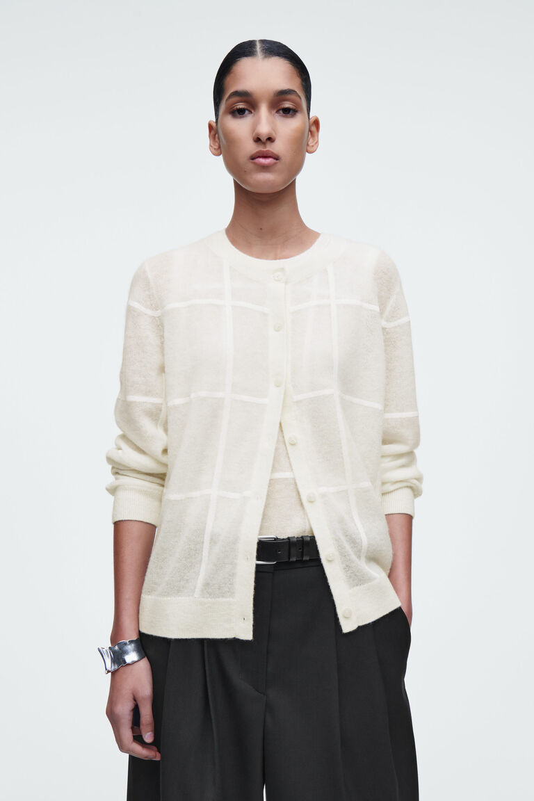 WINDOWPANE-CHECK CARDIGAN