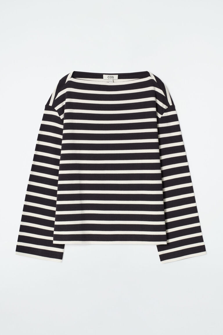 STRIPED BOAT-NECK TOP
