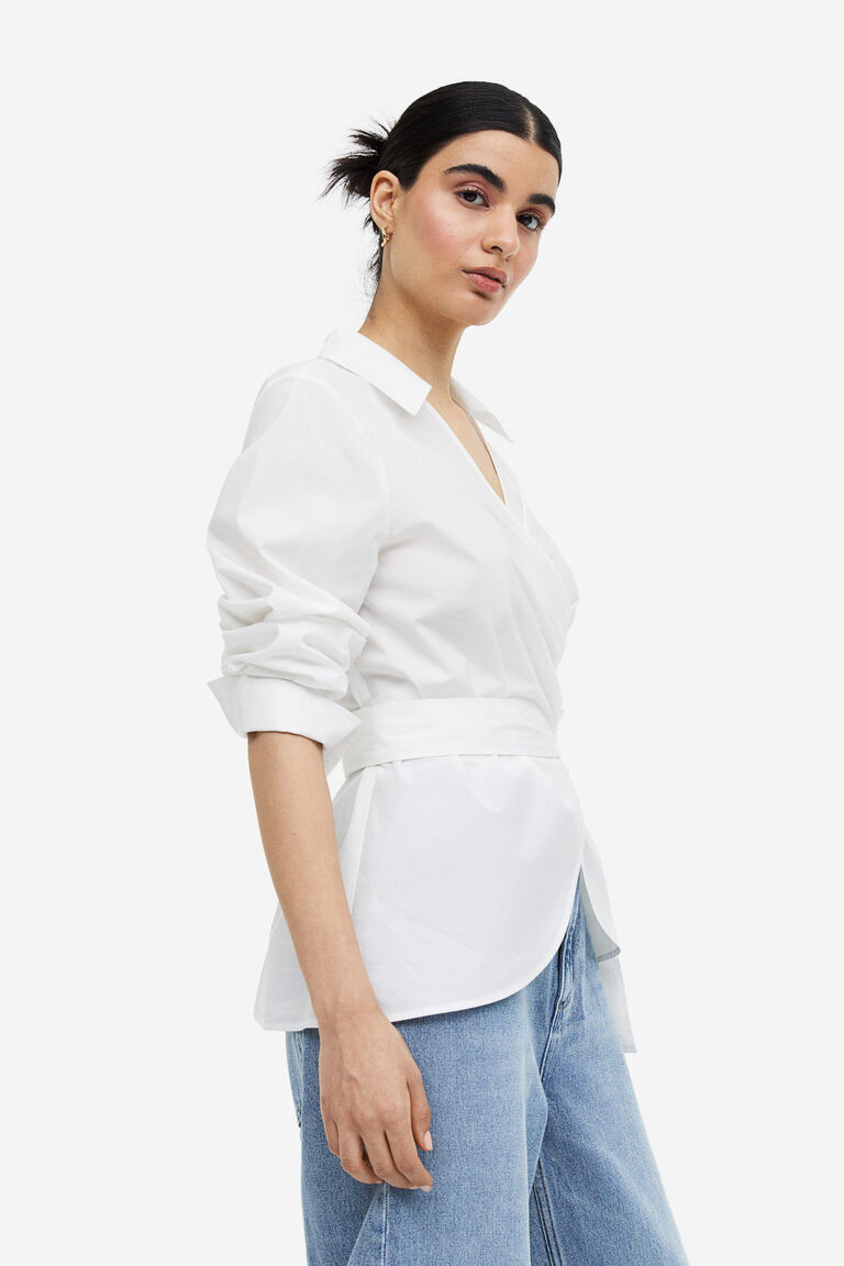 Tiebelt wrap blouse