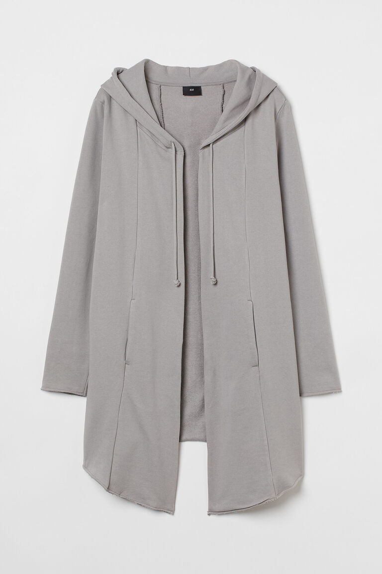Long, hooded cardigan