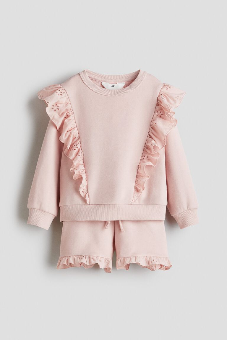 2-piece frill-trimmed sweatshirt set