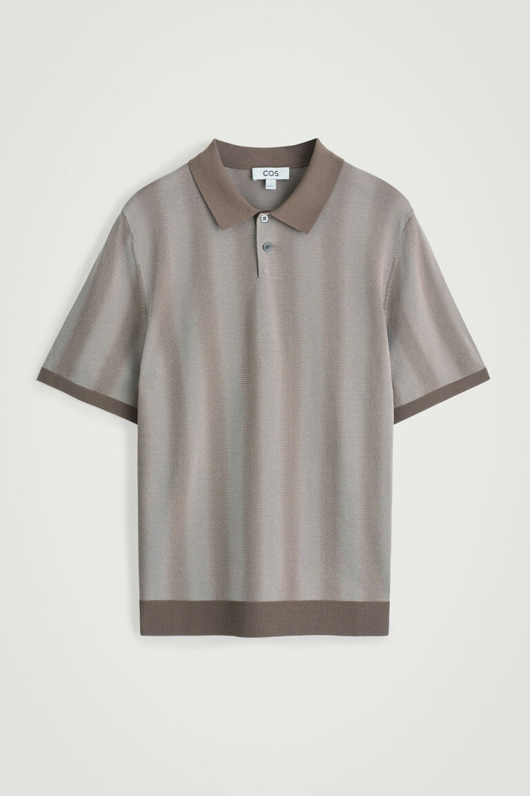 DIFFUSED-STRIPE KNITTED POLO SHIRT