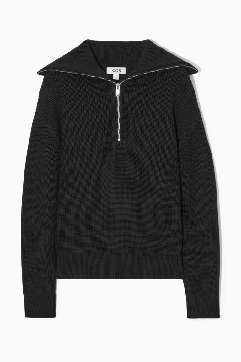 WOOL AND COTTON HALFZIP JUMPER