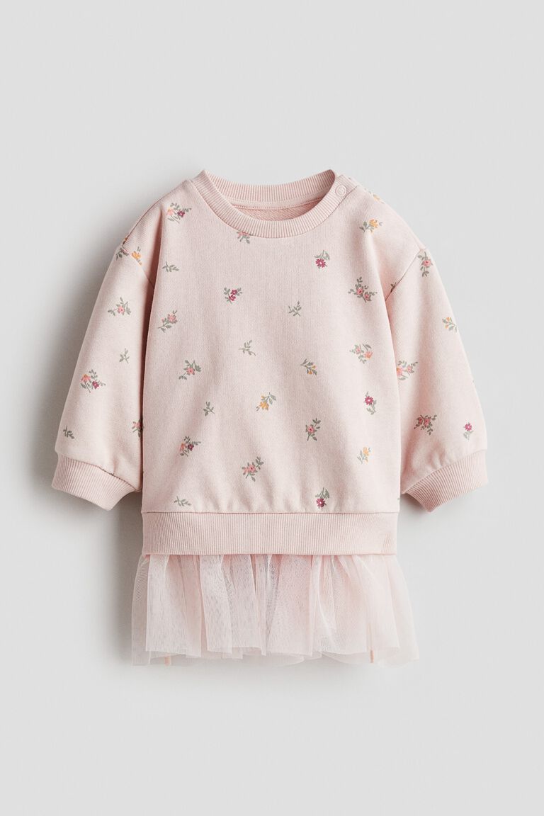 Tulle-skirt sweatshirt dress