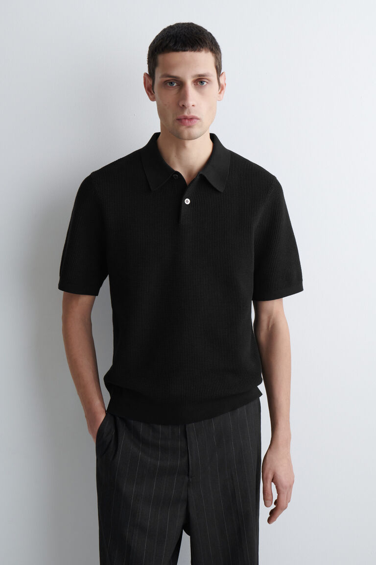 WAFFLE-KNIT COTTON POLO SHIRT