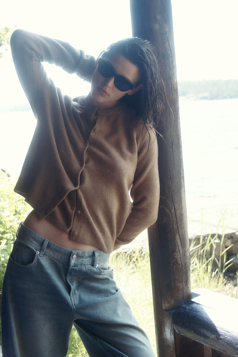 Pcnuna Ls V Neck Knit Cardigan Morel Detail Melange