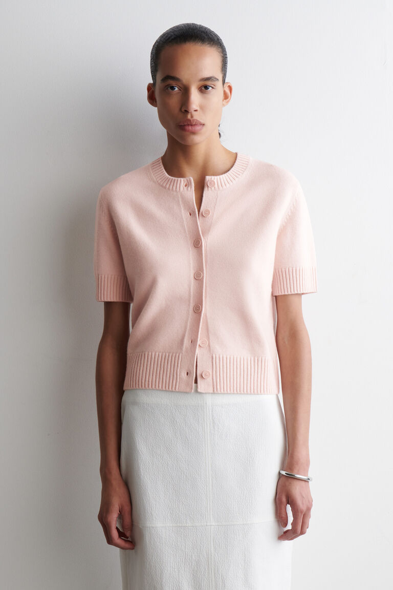 MERINO WOOL SHORT-SLEEVED CARDIGAN