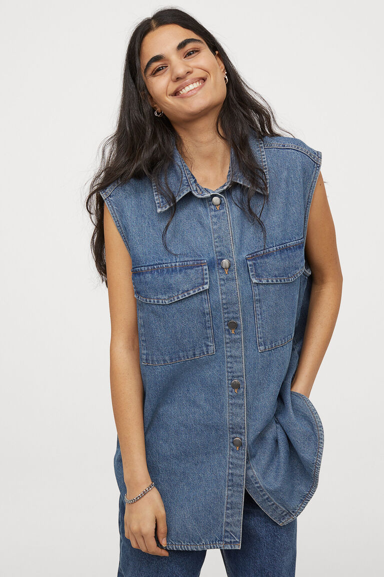 Sleeveless shirt jacket