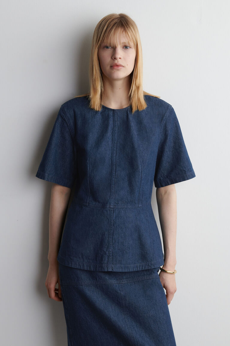 DENIM PEPLUM TOP