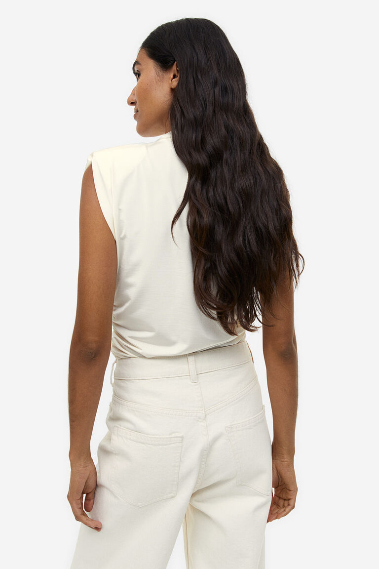 Draped shoulderpad top