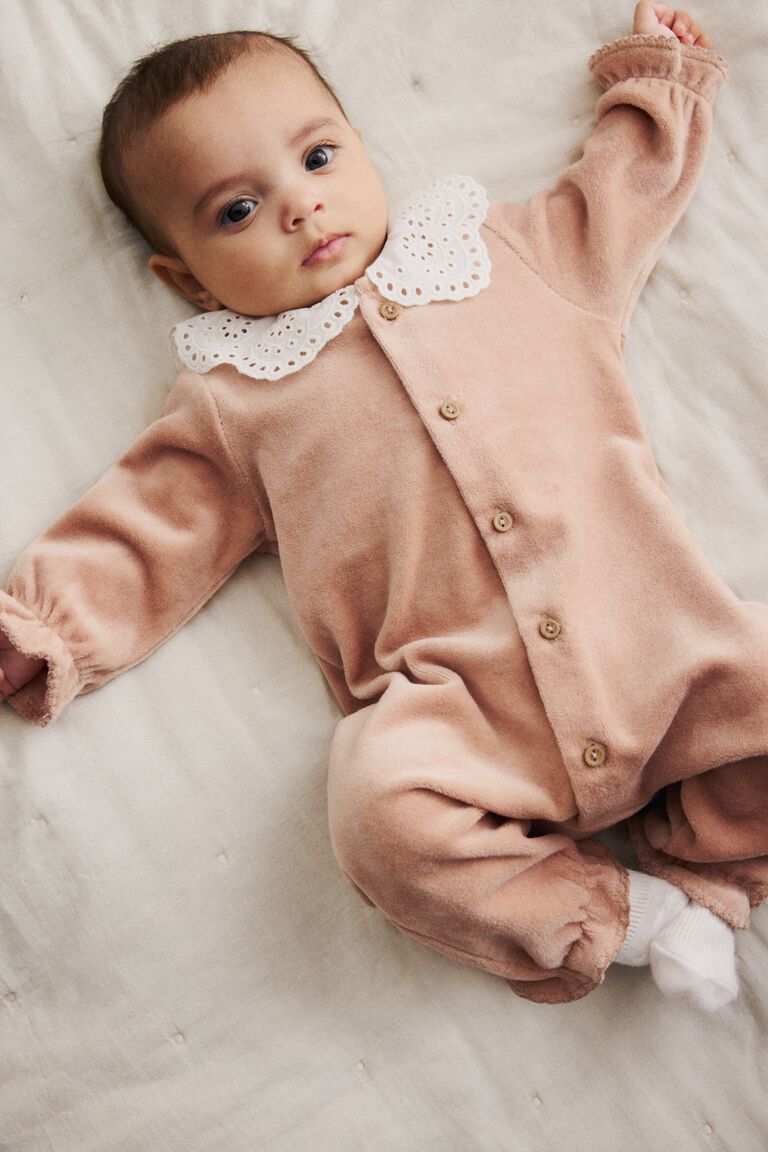 Cotton velour romper suit