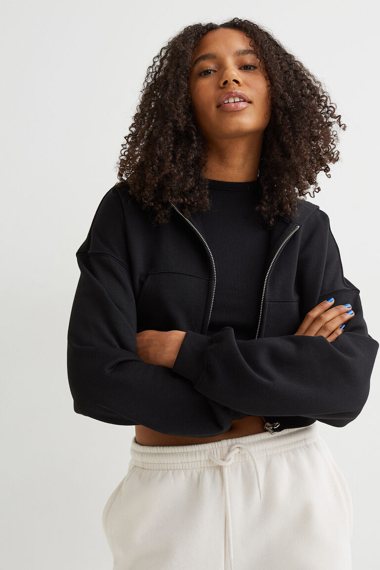crop zip through hoodie