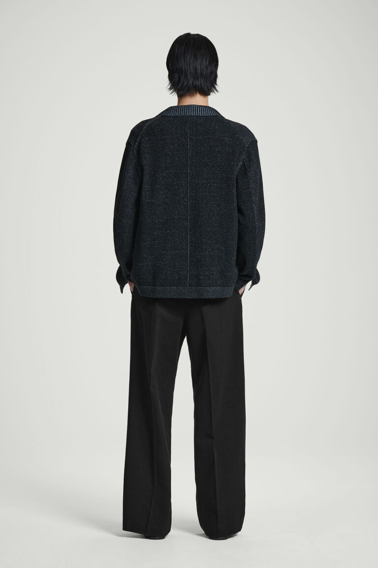 RELAXED TWO-TONE KNITTED BOMBER JACKET