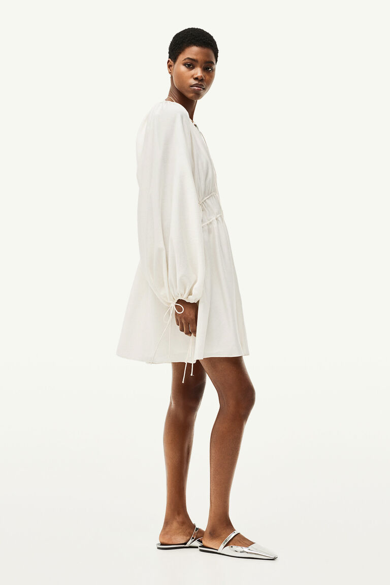 Tie Front Button Bow Tie Detail Dress
