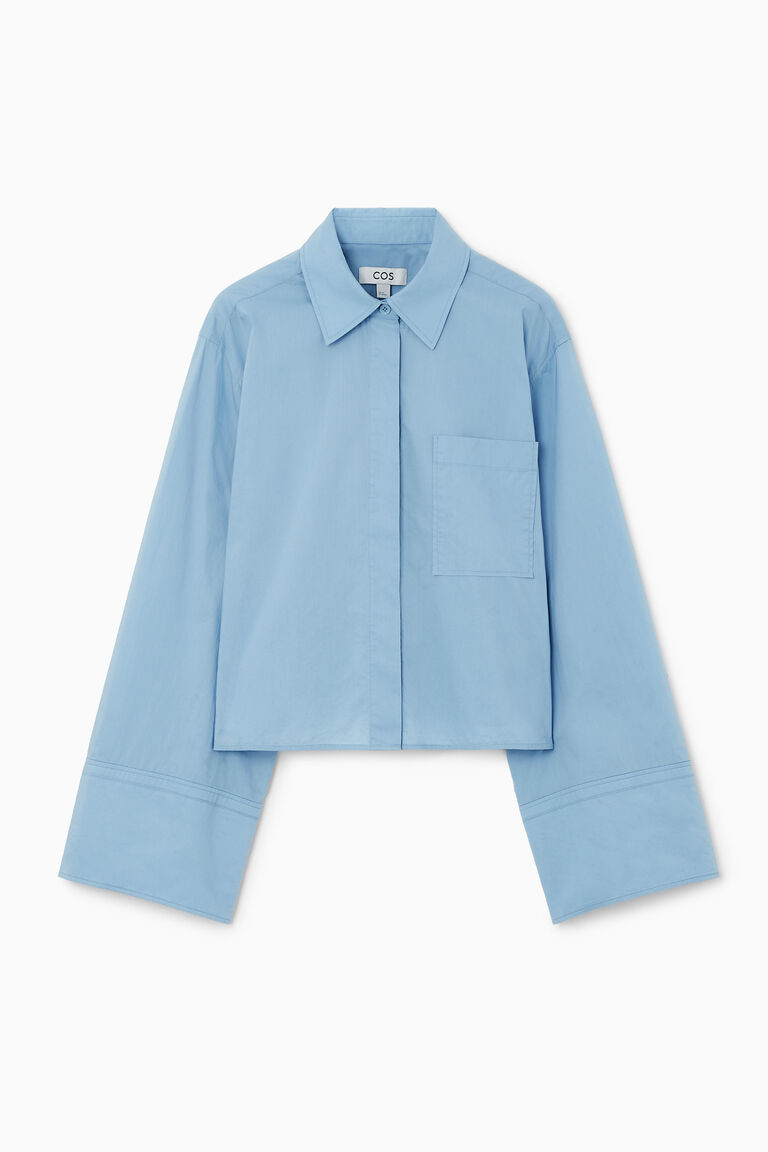 CROPPED WIDE-CUFF POPLIN SHIRT