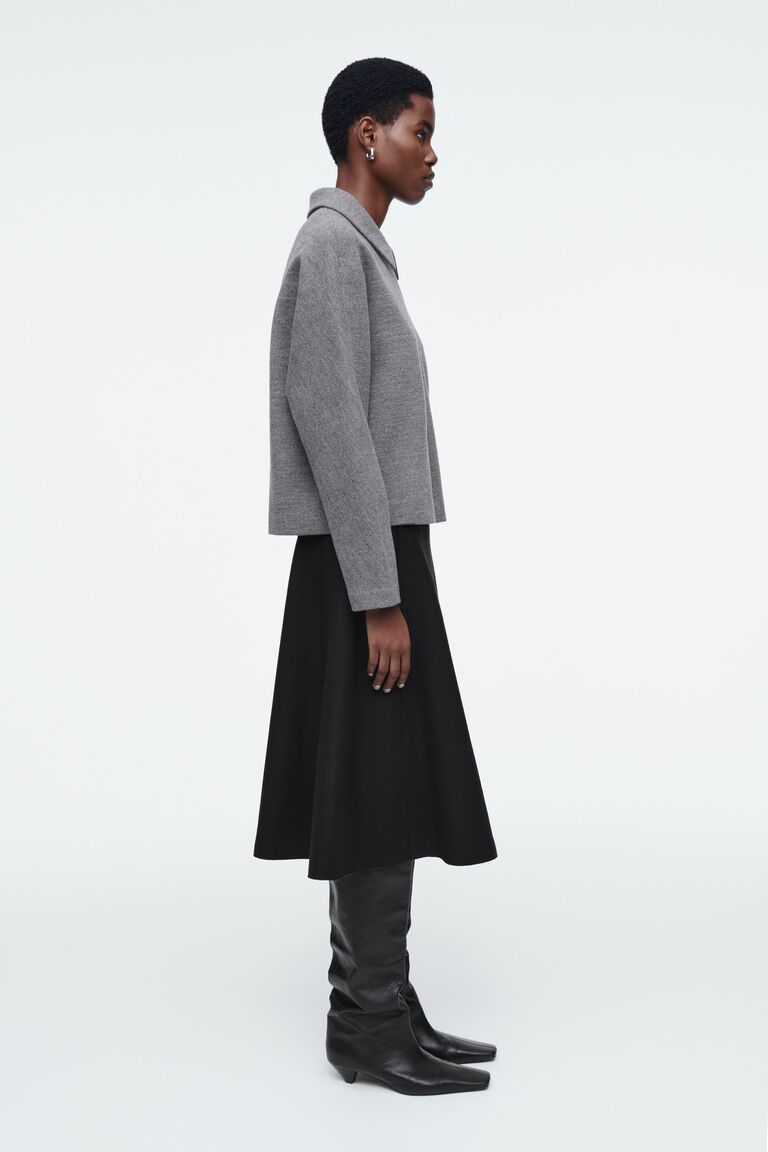 BOILED-WOOL ZIP-UP CARDIGAN