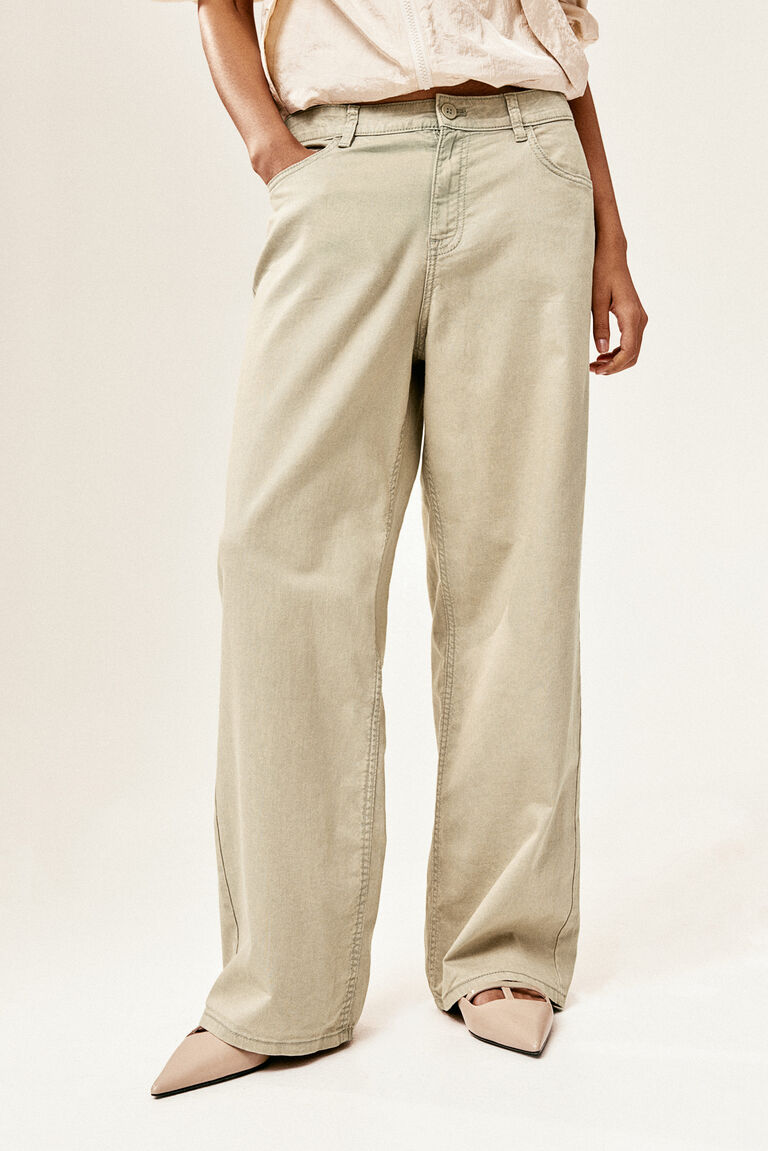 パンツ high waist straight twill pants Straight twill trousers