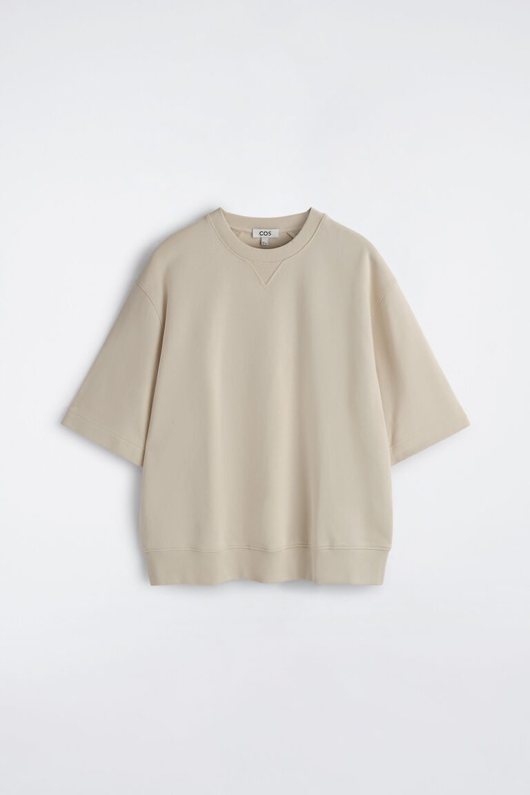 OVERSIZED SHORT-SLEEVED COTTON SWEATSHIRT