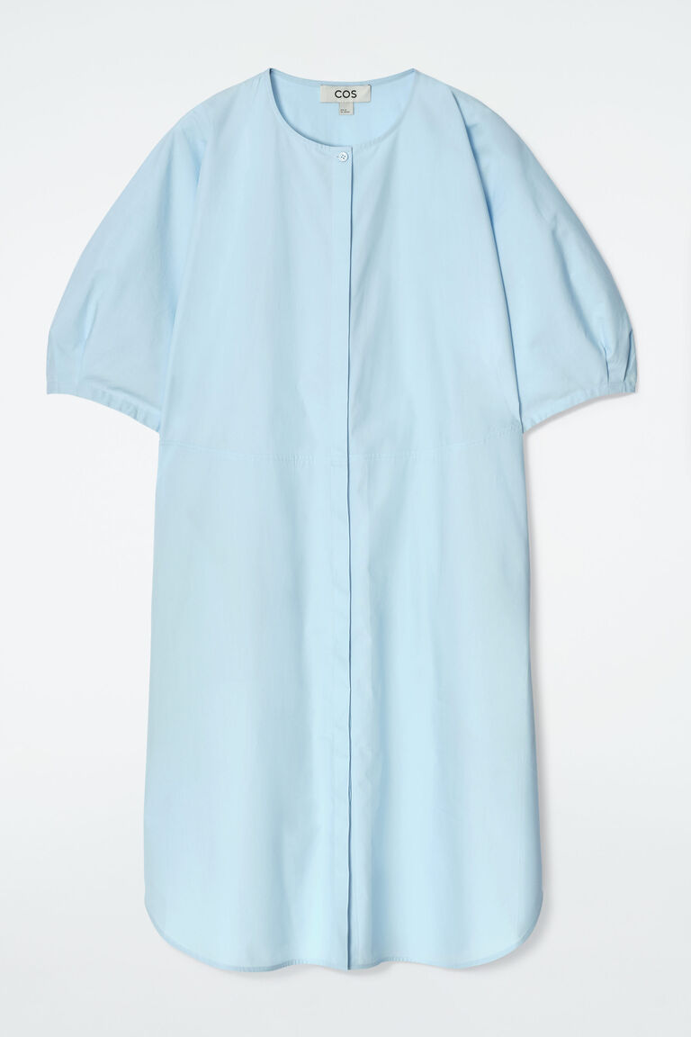 PUFF-SLEEVE COTTON MINI DRESS