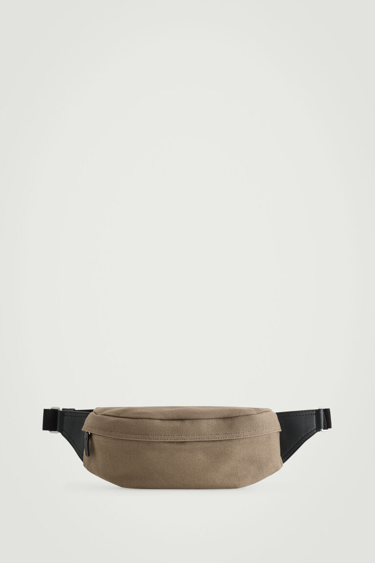 LEATHER-DETAIL CROSSBODY BAG - CANVAS