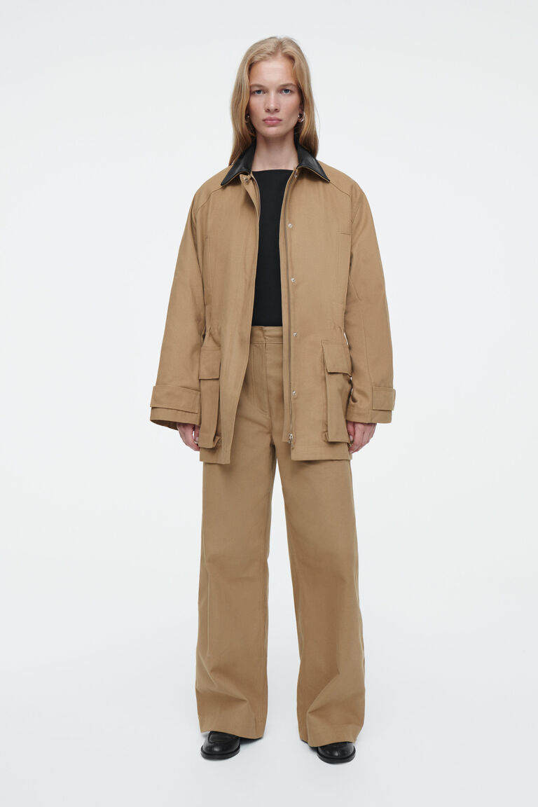 WIDE-LEG CANVAS UTILITY TROUSERS