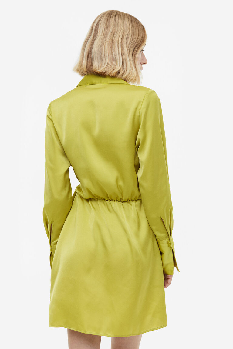 Vintage Fan Satin Wrap Dress