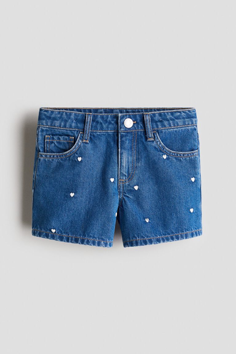 Embroidery-detail denim shorts