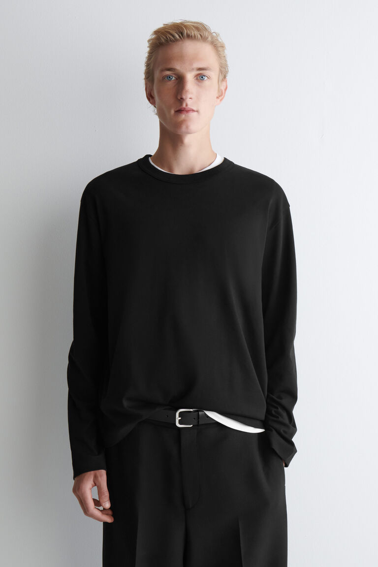 RELAXED JERSEY INTERLOCK LONG-SLEEVED T-SHIRT
