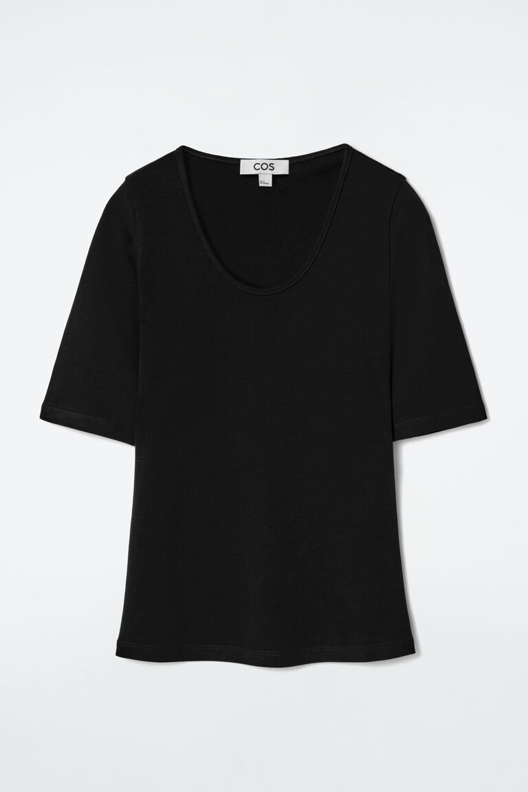 SLIM SCOOP-NECK COTTON T-SHIRT