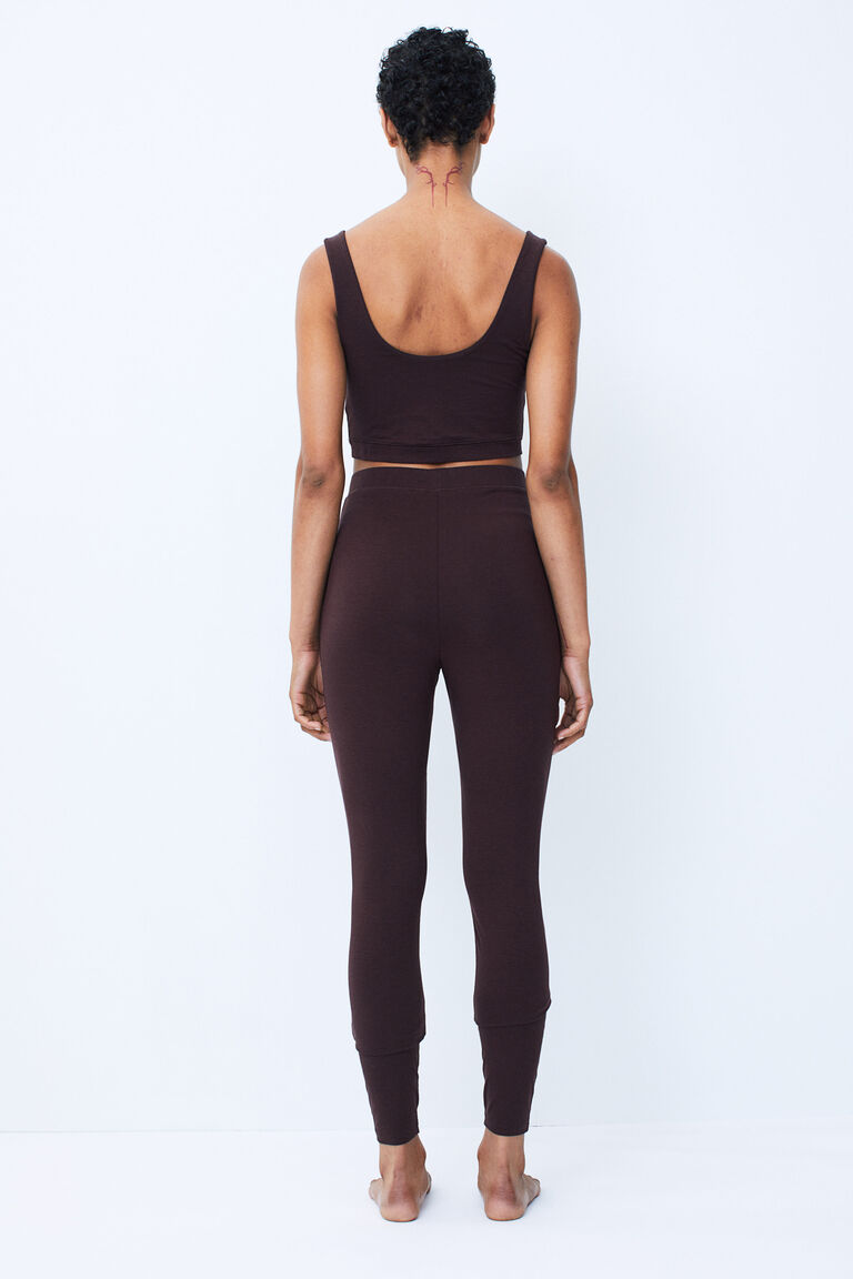 Women Brown Jersey Sleeveless Crop Top