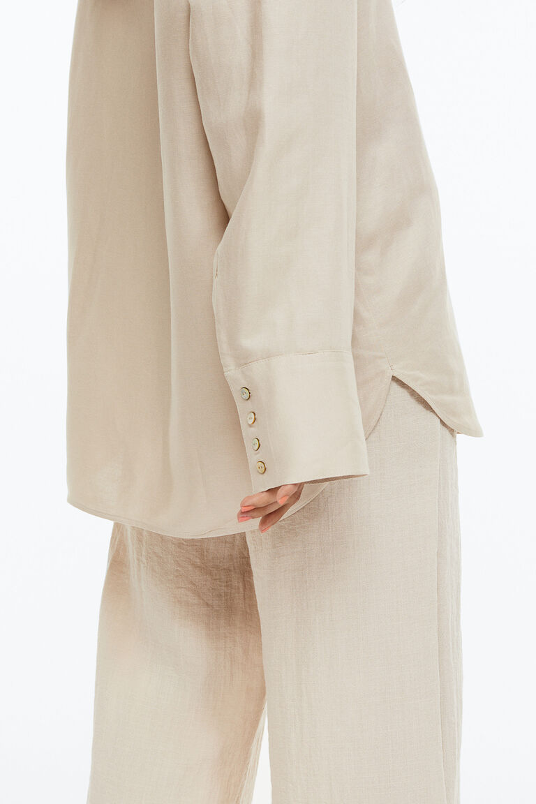 Raw Hem Linen Blend Top