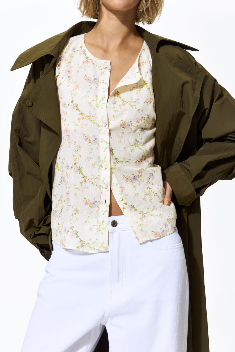 Linen-blend blouse