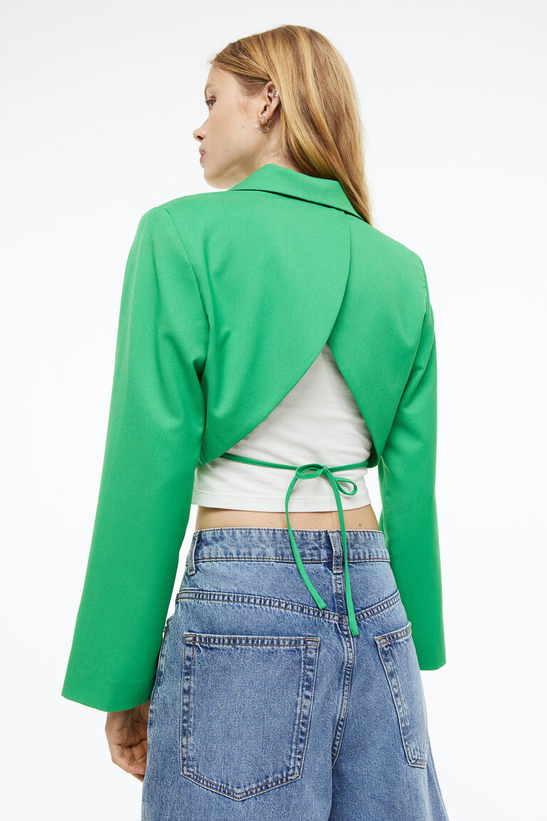 cropped tie blazer