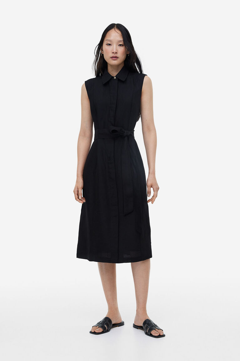 Linenblend shirt dress