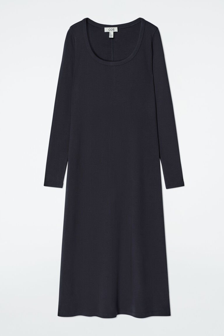 SLIM RIBBED-JERSEY MIDI DRESS