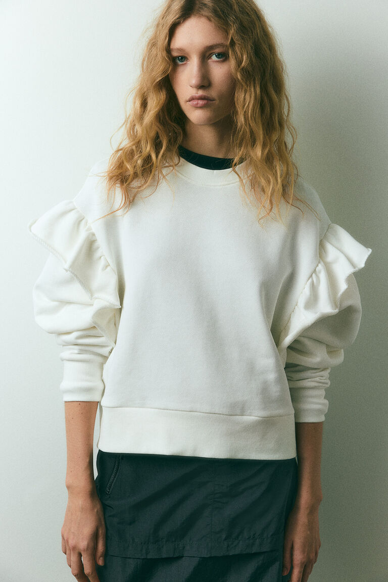 Oversized Sweater - Blue 3 lines - Frill Hem