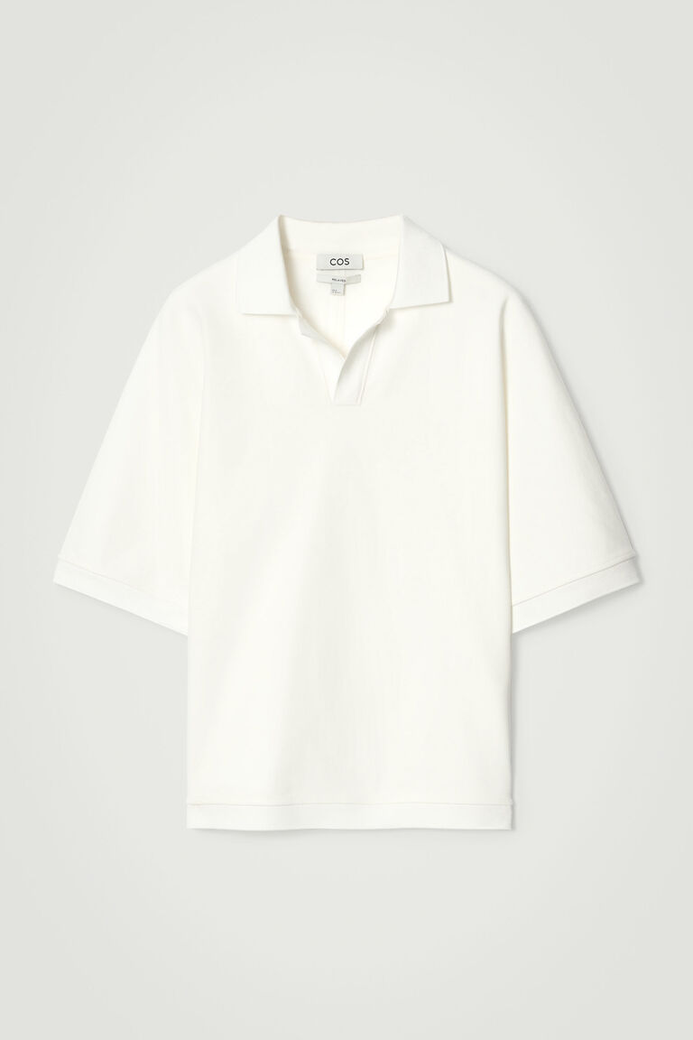 OPEN-COLLAR MERCERISED-JERSEY POLO SHIRT