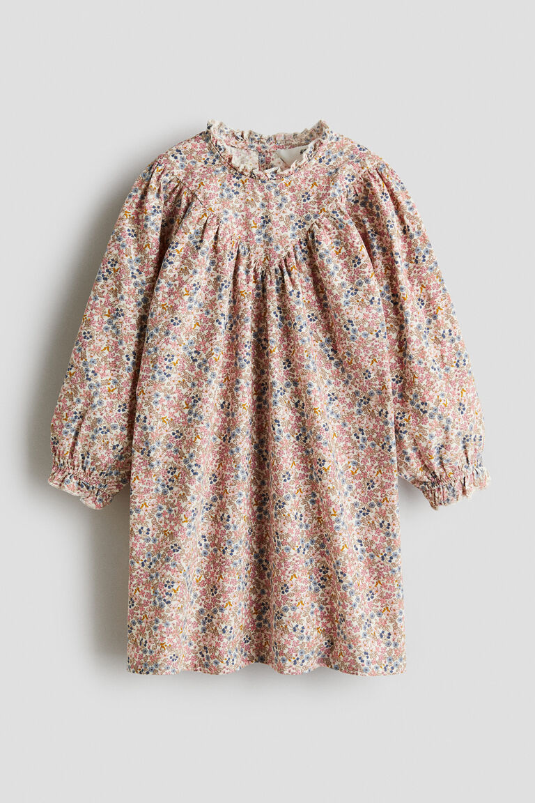 Frill-trimmed cotton corduroy dress