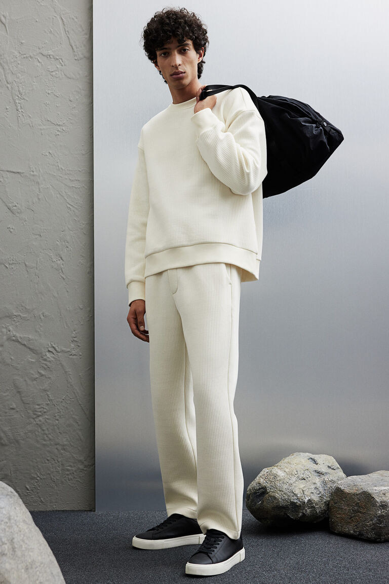 ★sale★8YARDS Ribbed Joggers | White 8seconds Slim Fit Jersey Jogger Pants White | Joggers