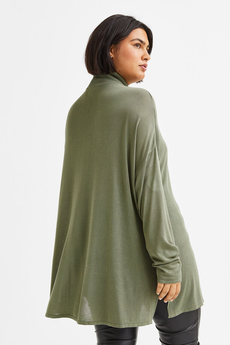 Hu0026M+ Viscose polo-neck jumper