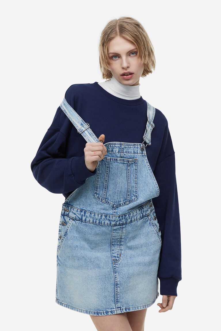 Denim dungaree dress