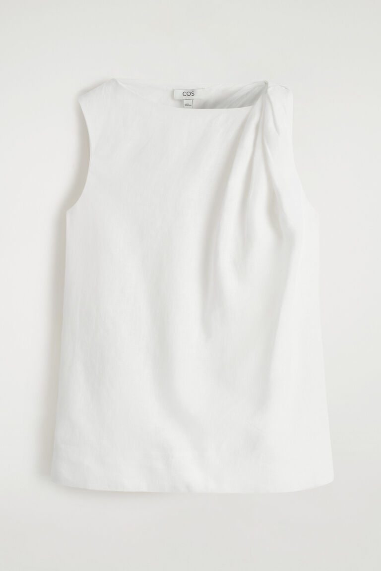 TWISTED-DETAIL LINEN TOP