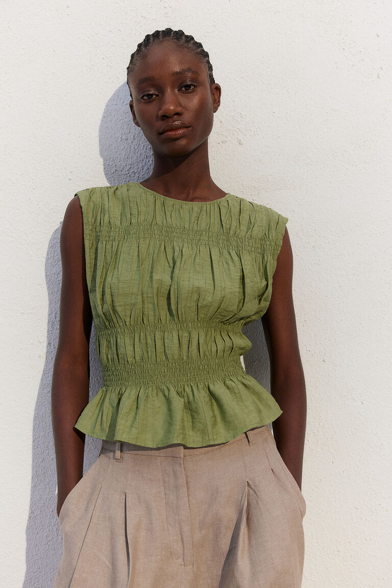 ハーリップトゥ　smocked jersey top M ハーリップトゥ smocked jersey top M