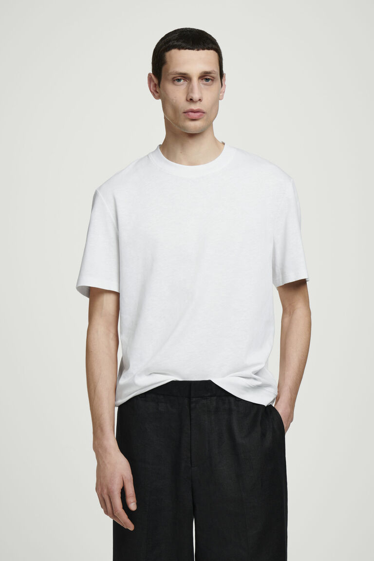 RELAXED SLUBBED COTTON-LINEN T-SHIRT