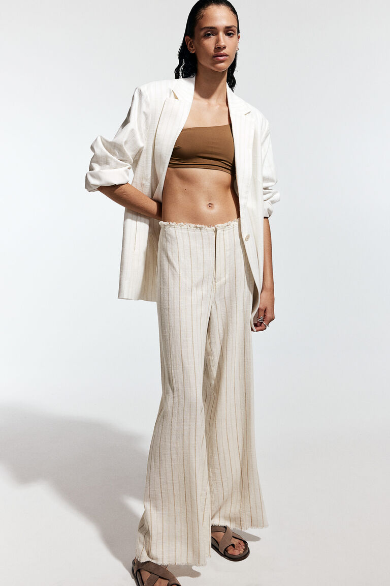 【BAON】[BAON] Hollied Linen Banding Pants - Linen 55 Beccy 01Low Straight Linen Pants White MADLADY