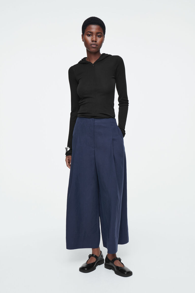 PLEATED LINEN-BLEND CULOTTES