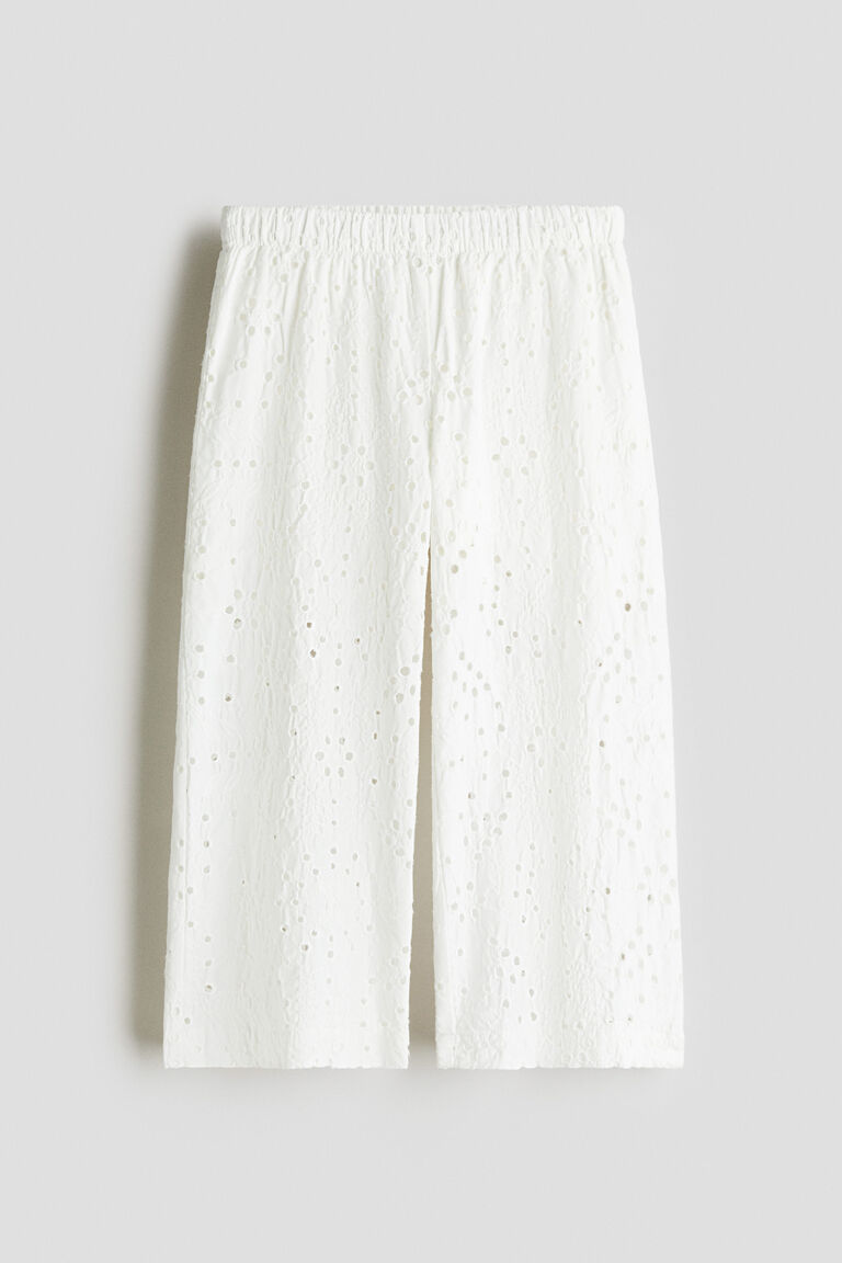 Wide broderie anglaise trousers