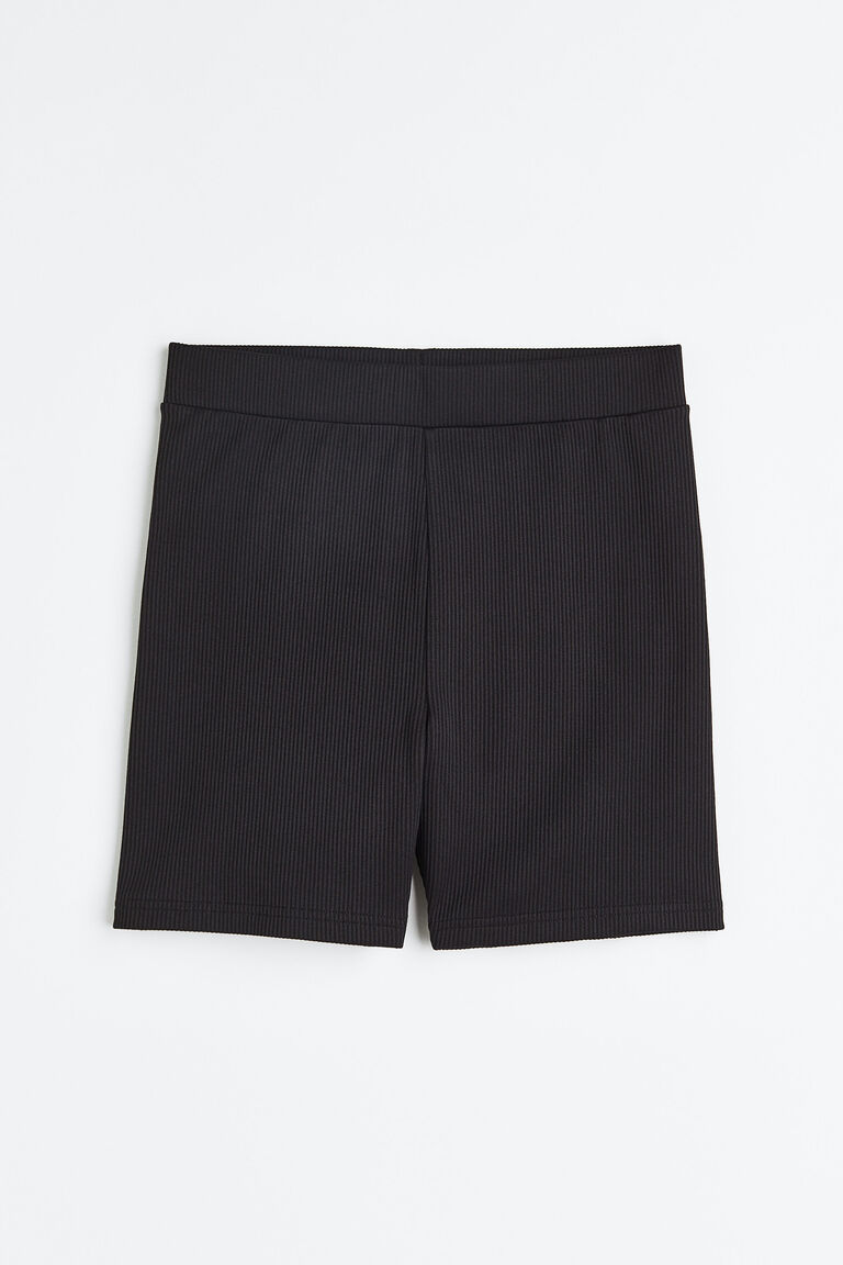 Black Ribbed Bike Shorts main image 1