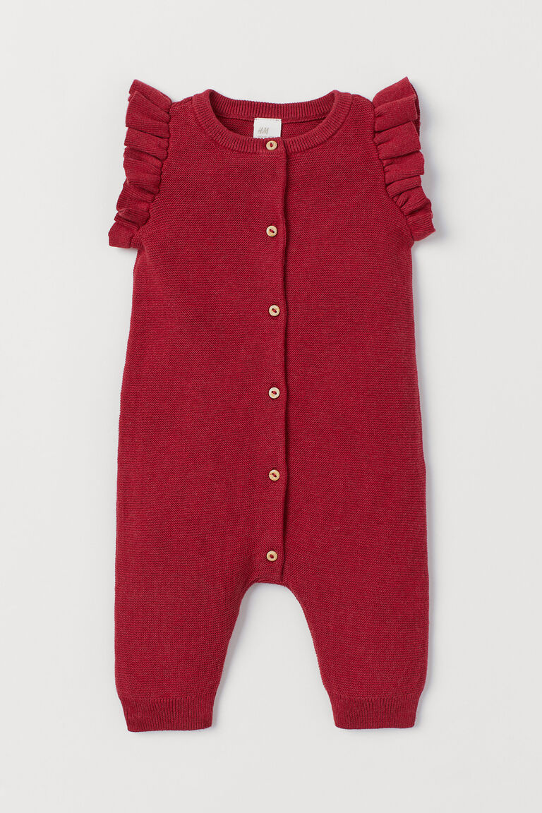 Knitted cotton romper suit